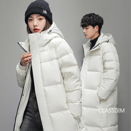 New Winter Men Long Puffer Jackets Hooded Duck Down Coats Unisex Casual Down Jackets Couples Outdoor Windproof Warm Jackets 3XL