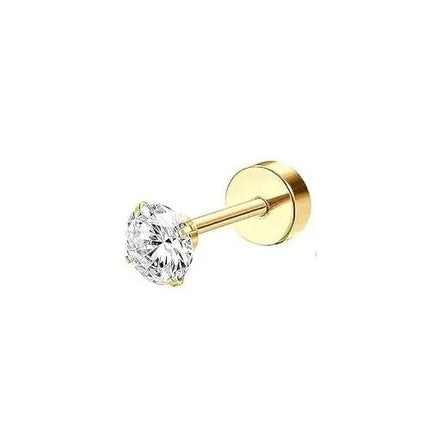 Bobisty 1PC Orecchini con retro piatto per donna Orecchini in acciaio chirurgico ipoallergenico per orecchie sensibili 20G Cartilagine Piccolo cerchio a bottone PlatiNum