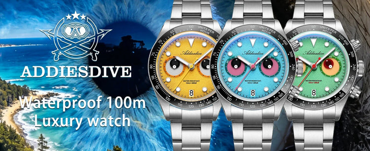 ADDIESDIVE Luxury Men's Watch AD2557 VK64 Quartz Chronograph 40mm Ceramic Bezel BGW9 Luminous 100M Waterproof Fashion Watch