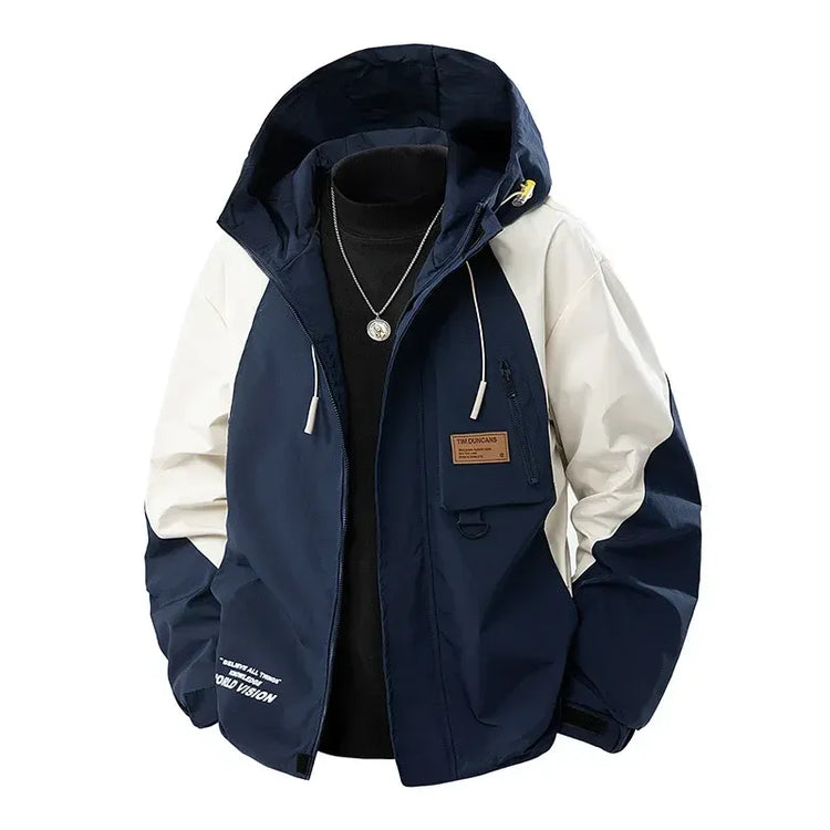 Big Size 9XL Men's Casual Jacket Hooded Windbreaker Male Spring Autumn Outerwear Patchwork Fashion Windproof Oversize Plus Large