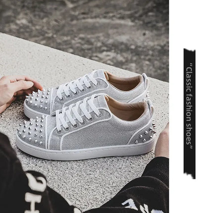 2025 New Men's Casual Shoes Comfortable Soft Punk Style Board Shoes Fashion Nail Anti Slip Wear Resistant Personalized Sneakers