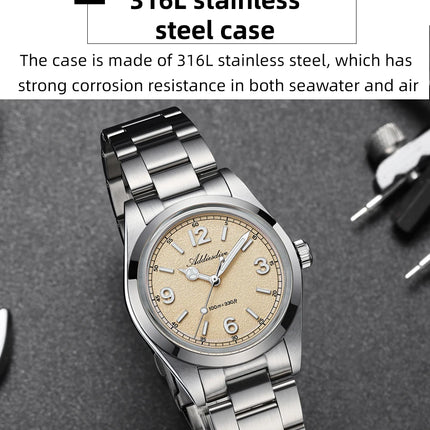 ADDIESDIVE 36mm Hot Sale Men's Watch AD2518 Bubble Mirror Glass 316L Stainless Steel Reloj Hombre 100m Waterproof Quartz Watches