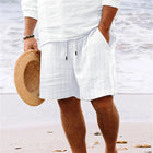 Pantaloncini comodi leggeri casual legati multitasche a righe tinta unita stile spiaggia hawaiano da uomo di nuova moda estiva platinumshop