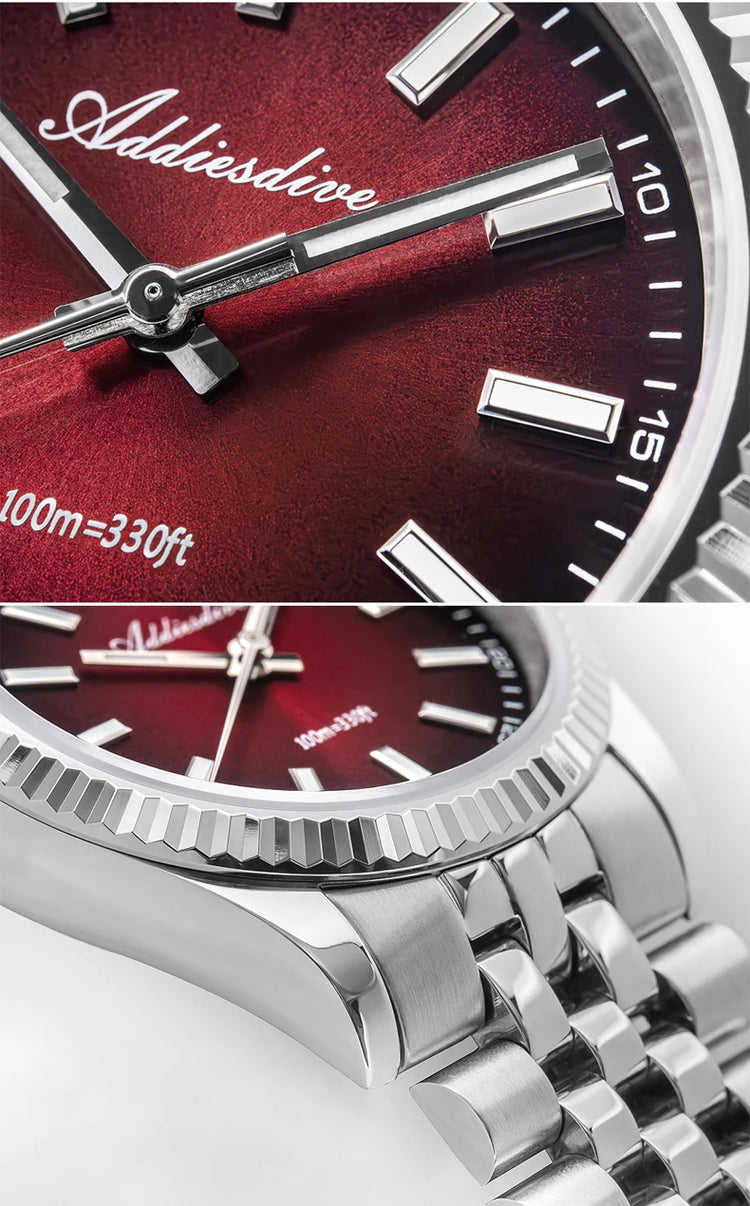 ADDIESDIVE 36mm Luxury Watch for Women VH31 Movement 100m Waterproof BGW9 Luminous Diving Watches Stainless Steel Quartz Watch