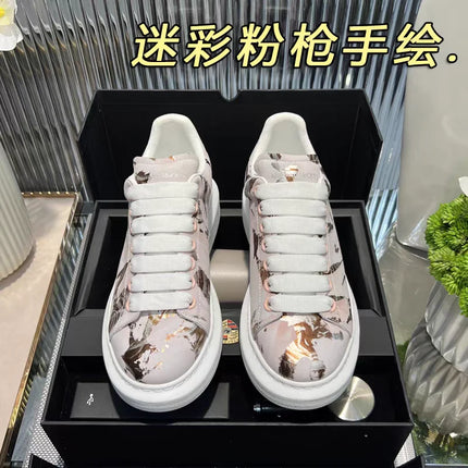American European Fashion Casual Shoes Unisex White Platform Sneakers Man Sport Shoes In Printing Leather Women Heighten Loafers