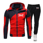 Everlast 2025 Spring Autumn Popular Comfortable Sports Sets Men's Cardigan Zipper Splicing Hoodies+Casual Sweatpants Suit PlatiNum