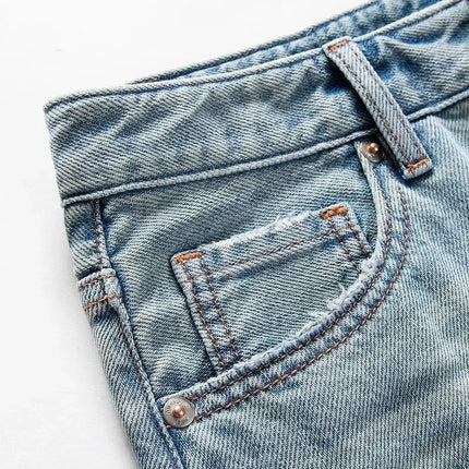 Blue Denim Shorts For Women High-Waisted Loose-Fit Slimming Casual Straight-Leg Mid-Length Summer New Arrival 2024 PlatiNum