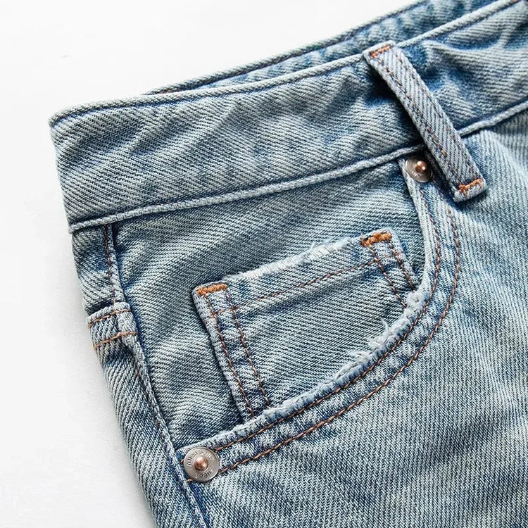 Blue Denim Shorts For Women High-Waisted Loose-Fit Slimming Casual Straight-Leg Mid-Length Summer New Arrival 2024 PlatiNum