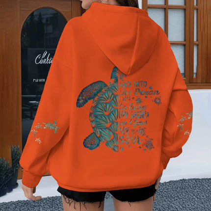 Turtle Vintage Hoodies "And Into The Ocean I Go" Women Men Turtle Lovers Gifts Sweatshirts Spring Lonng Sleeve Animal Hoodie