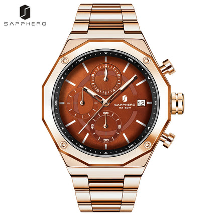 SAPHERO Orologio Cronografo Uomo al Quarzo 5ATM Impermeabile Acciaio Inox con Data, Regalo Perfetto per Padre, Marito, Fidanzato per Natale, Compleanno, San Valentino platinumshop