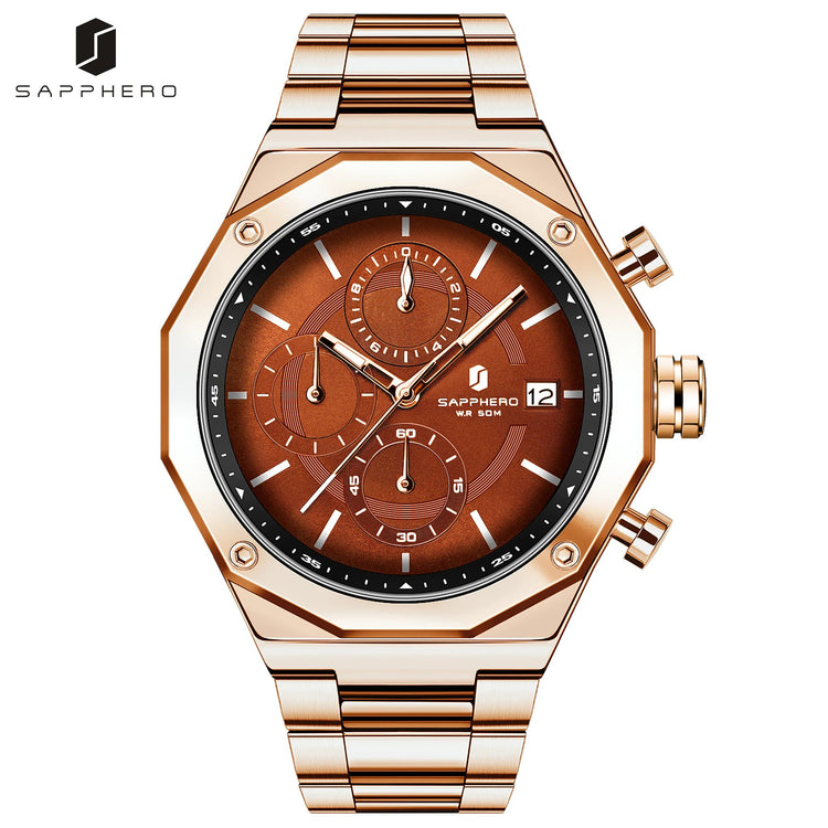 SAPHERO Orologio Cronografo Uomo al Quarzo 5ATM Impermeabile Acciaio Inox con Data, Regalo Perfetto per Padre, Marito, Fidanzato per Natale, Compleanno, San Valentino platinumshop
