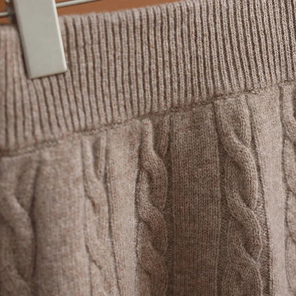 Women's Wool Mini Skirt A-line Twist Flower Elastic Waist Skirt Above Knee Umbrella Dress 100% Merino Wool Knitted Autumn Winter PlatiNum