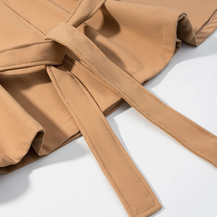 5 Colors New Autumn High Collar Woolen Cape Coat Tie Bow Sashes Long Bat Sleeve Front Buttons Cloak Shawl Jacket Loose Outerwear