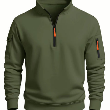 Men's sweatshirt 2025 autumn and winter new casual sports long-sleeve turtleneck half-zip windproof top