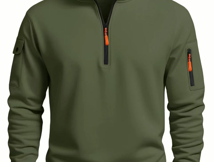 Men's sweatshirt 2025 autumn and winter new casual sports long-sleeve turtleneck half-zip windproof top