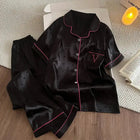 Pigiama floreale da donna della nuova estate Ragazze Estate Piccoli pantaloni freschi a maniche corte Abito da casa in raso di seta ghiacciata Foto reali platinumshop