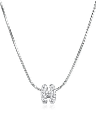 Fashion Tiny CZ Zircon Initial Alphabet Pendant Neckalce Gold Plated Stainless Steel A-Z Letter Necklaces Birthday Gifts Jewelry PlatiNum