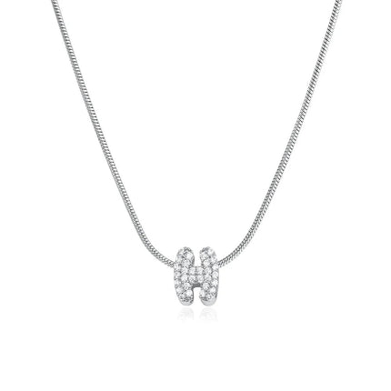 Fashion Tiny CZ Zircon Initial Alphabet Pendant Neckalce Gold Plated Stainless Steel A-Z Letter Necklaces Birthday Gifts Jewelry PlatiNum