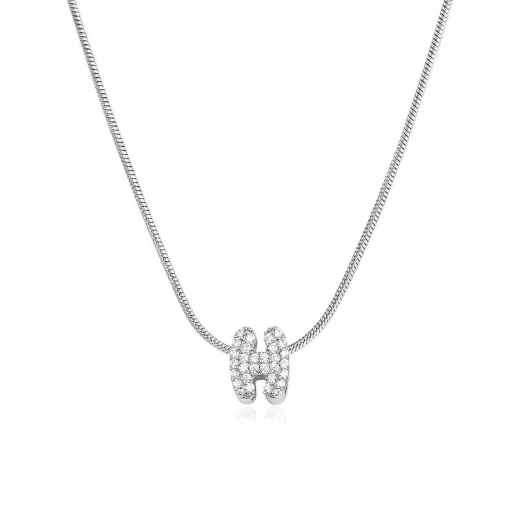 Fashion Tiny CZ Zircon Initial Alphabet Pendant Neckalce Gold Plated Stainless Steel A-Z Letter Necklaces Birthday Gifts Jewelry PlatiNum