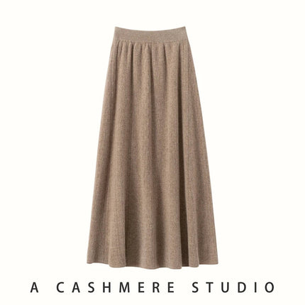 Choice New 100% Cashmere Skirt Women Long Skirt Autumn Winter Office Lady Soft Cashmere A Line Skirt Simple Grace Cashmere Dress PlatiNum