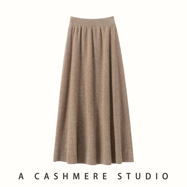 Choice New 100% Cashmere Skirt Women Long Skirt Autumn Winter Office Lady Soft Cashmere A Line Skirt Simple Grace Cashmere Dress PlatiNum