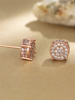 Female Austrian Crystal Round Earring White Gold Yellow Gold Color White Zircon Hip Hop Wedding Stud Earrings For Women Jewelry