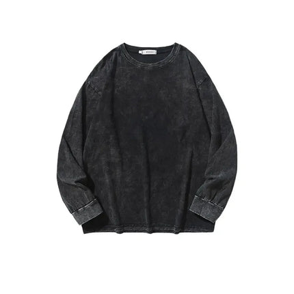 American Retro T Shirts Men Oversized T-shirt Women Loose Long Sleeve Shirt Vintage Hip Hop Y2K Style Men's Streetwear Plus Size PlatiNum