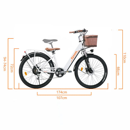 Bicicletta Elettrica Cityrun per Adulti, 26 Pollici, Unisex, Motore 250W, Batteria 36V/10Ah, Velocità Massima 25 km/h, Pedalata Assistita, Autonomia 70-90 km.