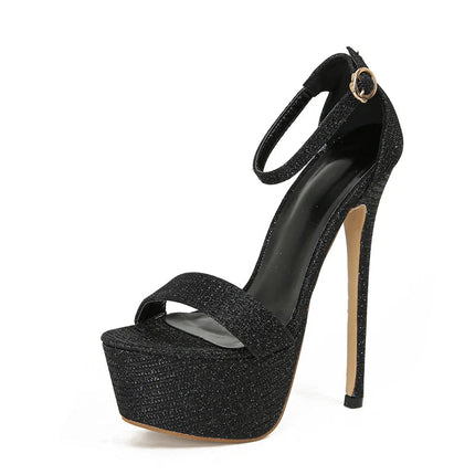 Liyke Model Catwalk Sequined Platform Sandals For Women Sexy Open Toe Party Nachtclub Stripper Heels Pole Dance Shoes Size 34-46 PlatiNum