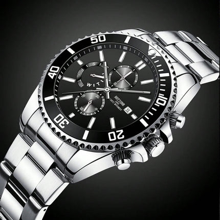 Orologi da lavoro da uomo di lusso Orologio da uomo al quarzo argento Orologio luminoso maschile platinumshop