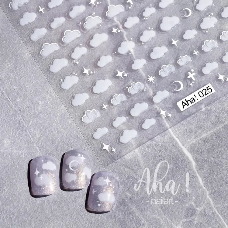 1 cute white cloud nail sticker ultra-thin nail art sticker self-adhesive paper/cloud nail sticker DIY