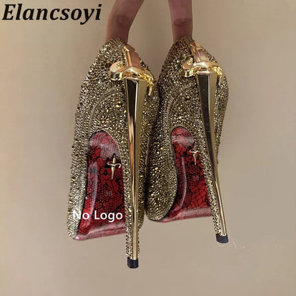 Vendita calda Scarpe da banchetto Décolleté da donna Scarpe eleganti con tacco alto in metallo Scarpe da ballo in pelle nera Scarpe da festa sexy autunnali per donna platinumshop