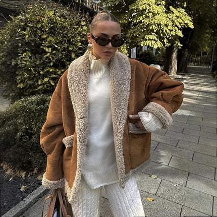 Women Winter Wool Coat Faux Fur Outerwear Vintage Fall Spring Jackets