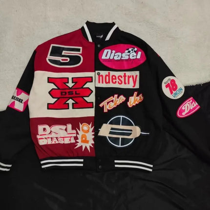 2024 American New Fashion Trend Baseball Uniform Y2K Gothic Harajuku Vintage Baggy Heavy Industry Embroidery Lovers Hip Hop Coat