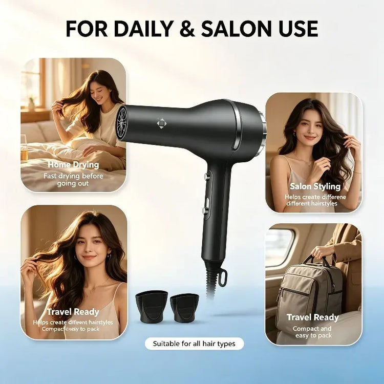 Constant Temperature Blow Dryer 3000W Professional Type With Dual Nozzles For Salon Stable Healthy Hair Drying