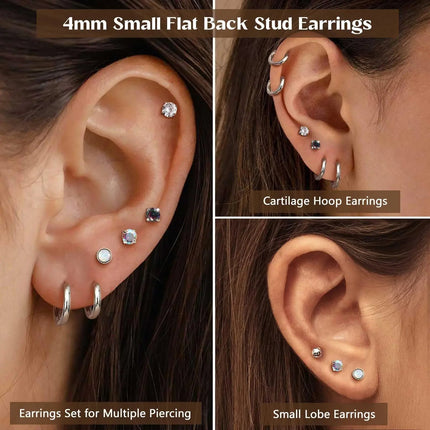 Set di 6 Paia di Orecchini per Piercing Multipli, Piccoli Orecchini a Cerchio, Orecchini a Perno con Zirconi, Opale e Perla per Donne platinumshop
