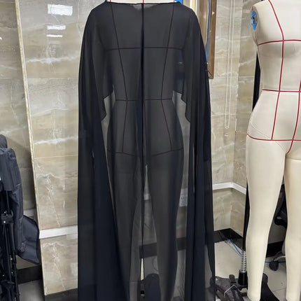 Poncho Lungo in Chiffon da Donna, Copricostume Leggero in Rete Trasparente, Stile Y2K, per Spiaggia e Bikini, Sciarpa Avvolgente Estiva platinumshop