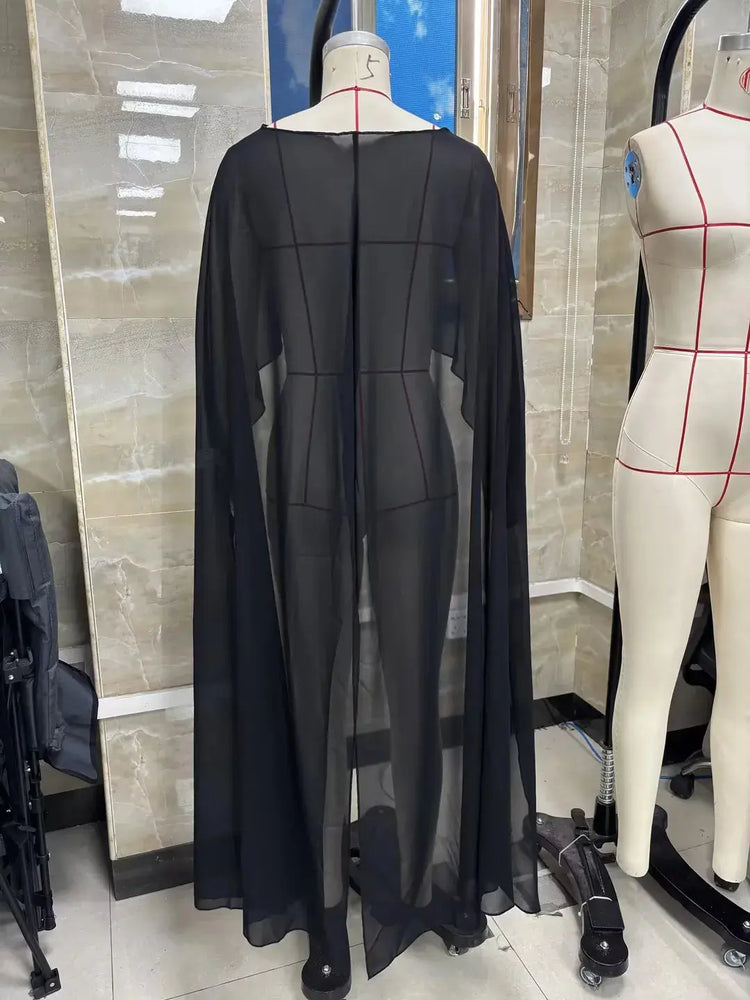 Poncho Lungo in Chiffon da Donna, Copricostume Leggero in Rete Trasparente, Stile Y2K, per Spiaggia e Bikini, Sciarpa Avvolgente Estiva platinumshop