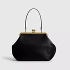 Fashion Large Kisslock Clutch Bag for Women Designer Clip Shell Women Shoulder Bags Luxury Soft Pu Leather Pink Color Handbags PlatiNum