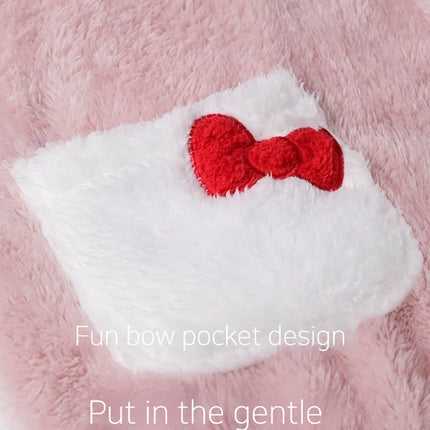 2025 Hello Kitty Pajamas Women'S Autumn And Winter Coral Velvet Thickened Bathrobe Cute Winter Nightgown Long Women'S Suit