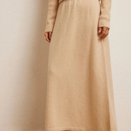 Korean Long Skirt Women's Wave Skirt 100% Cashmere Straight Skirt Knit Autumn Winter Skirt Warm Elegant Casual Knee Length Dress PlatiNum
