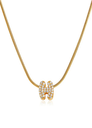 Fashion Tiny CZ Zircon Initial Alphabet Pendant Neckalce Gold Plated Stainless Steel A-Z Letter Necklaces Birthday Gifts Jewelry PlatiNum