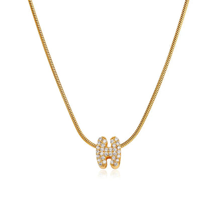 Fashion Tiny CZ Zircon Initial Alphabet Pendant Neckalce Gold Plated Stainless Steel A-Z Letter Necklaces Birthday Gifts Jewelry PlatiNum