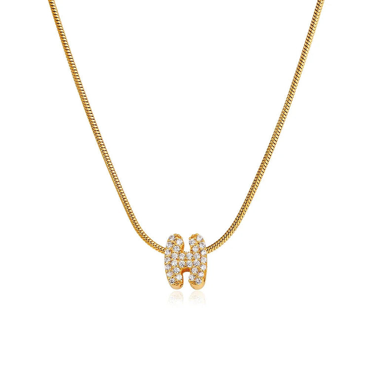 Fashion Tiny CZ Zircon Initial Alphabet Pendant Neckalce Gold Plated Stainless Steel A-Z Letter Necklaces Birthday Gifts Jewelry PlatiNum
