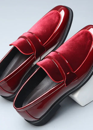 Nuove Scarpe da Cerimonia di Lusso per Uomo, Mocassini Rossi in Pelle Scamosciata, Calzature Formali Eleganti, Zapatos Hombre
