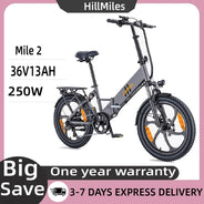 HillMiles Mile 2 Adulto 250W Motore 36V13AH Batteria Pieghevole Città Pendolarismo Bicicletta Elettrica 20*3 pollici Fat Tire Ebike