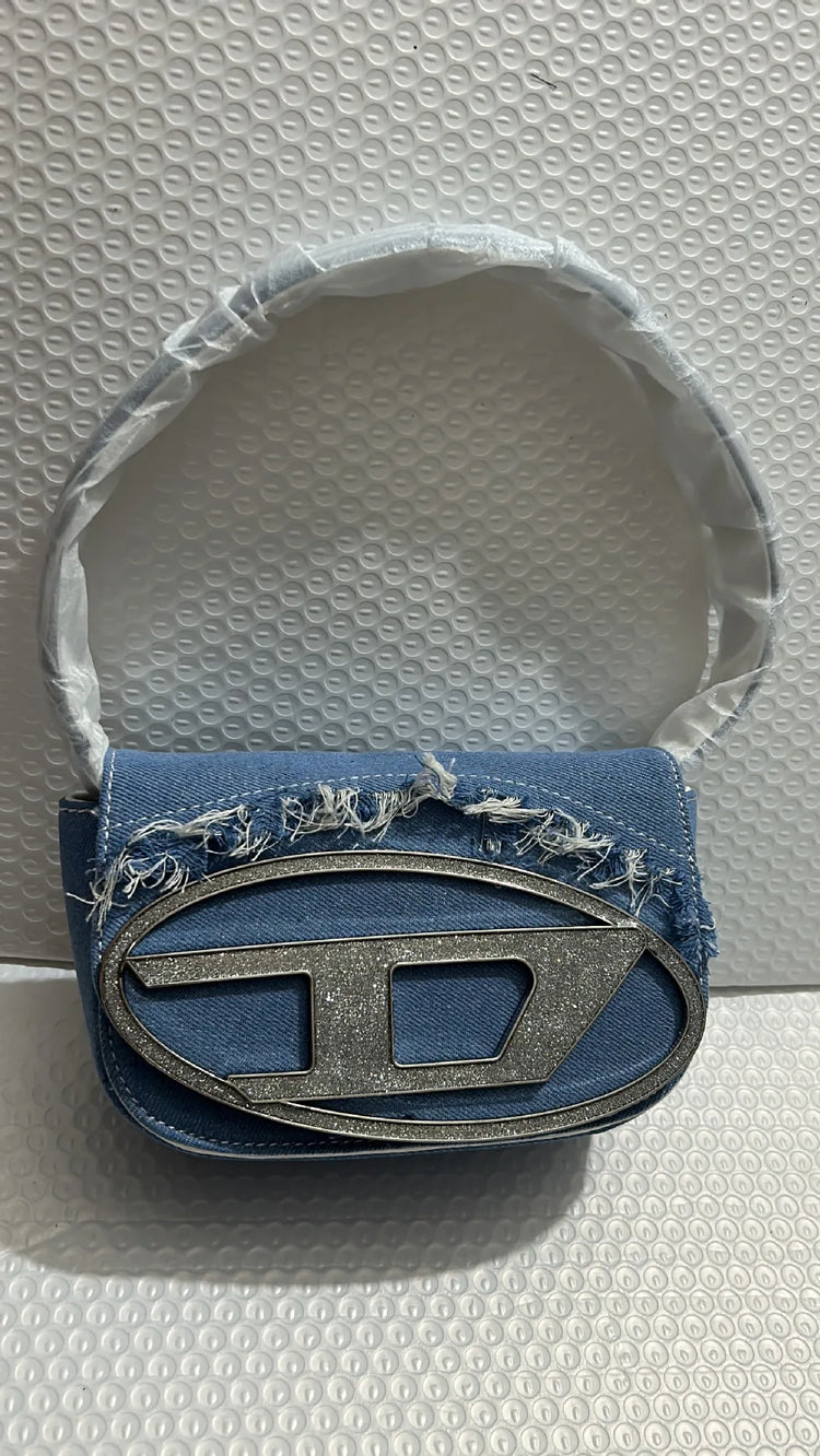 Borsa a Tracolla in Pelle PU Effetto Specchio Argento Lucido con Decorazione Ovale in Rilievo, Tracolla Staccabile, Mini Borsetta Futuristica da Donna