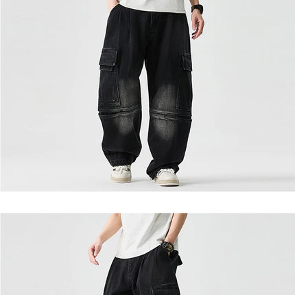 Pantaloni in denim Pantaloni casual alla moda stile americano da uomo Pantaloni larghi da uomo Hip Hop Jeans oversize Pantaloni in vita elastica da uomo