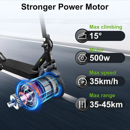 Monopattino Elettrico Wildstride 350W/500W con Motore Potente, Autonomia 30&45km, Batteria 15ah, Pneumatici da 10 Pollici, Velocità 35km/h, Pieghevole, App Intelligente, per Adulti, Modello E5max