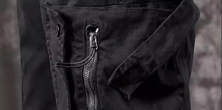 Men's High End Functional Cargo Pants Slim Fit Tapered Leg Spring Autumn Utility Workwear Design Elastic Cuff Sports Pants